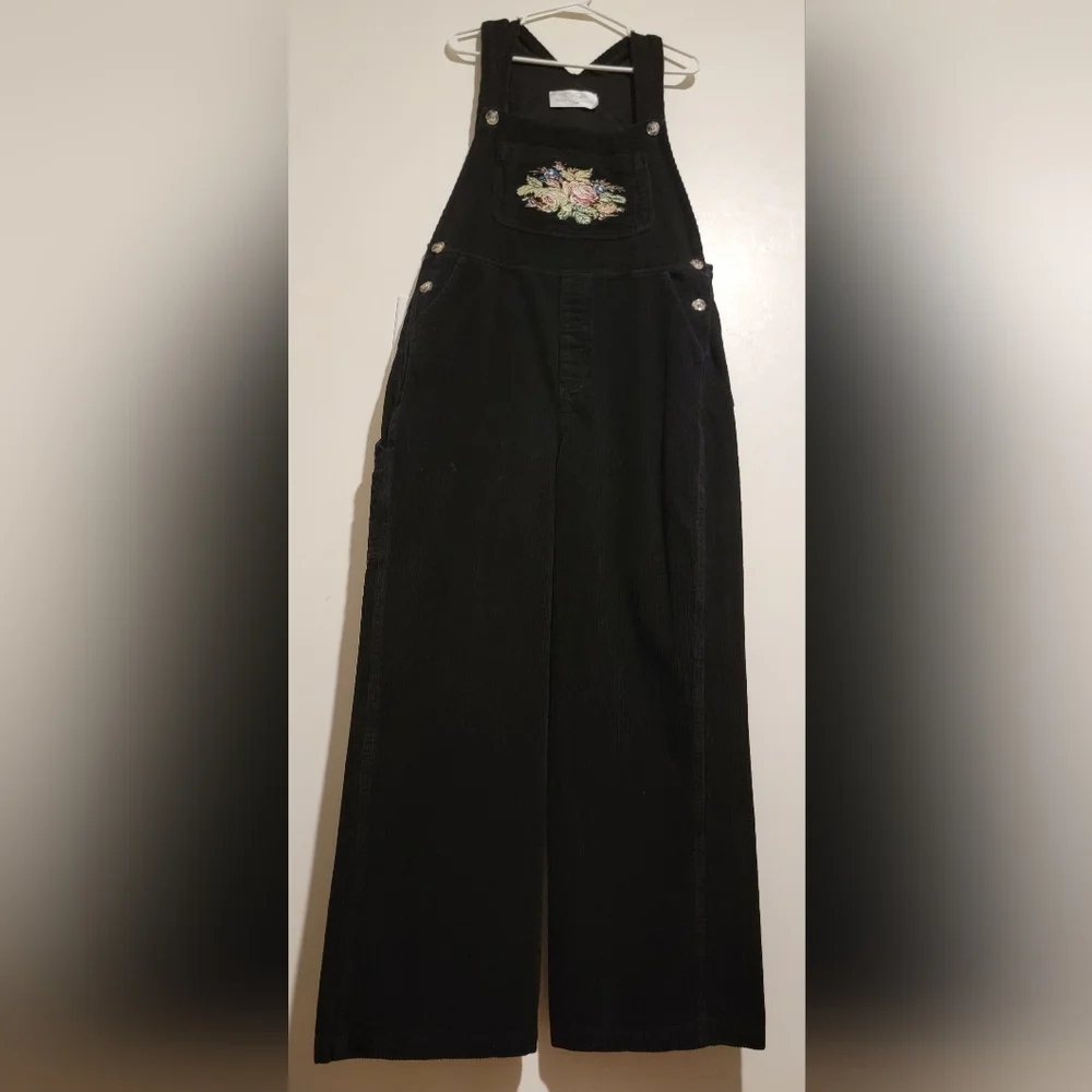 Victorian Trading Co. Embroidered Corduroy Wide Leg Womens Overalls Sz M Y2K 90s - Picture 5 of 14